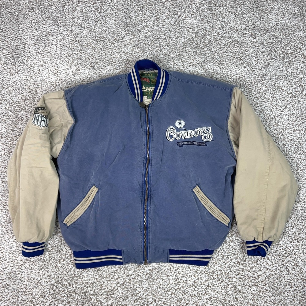 Vintage Dallas Cowboys Jacket Mens XL Blue NFL‎ Football Nutmeg Bomber 90s Coat